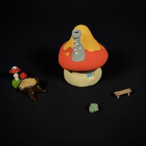 Figurine Family - La maison rouge et jaune schtroumpfs - pixi