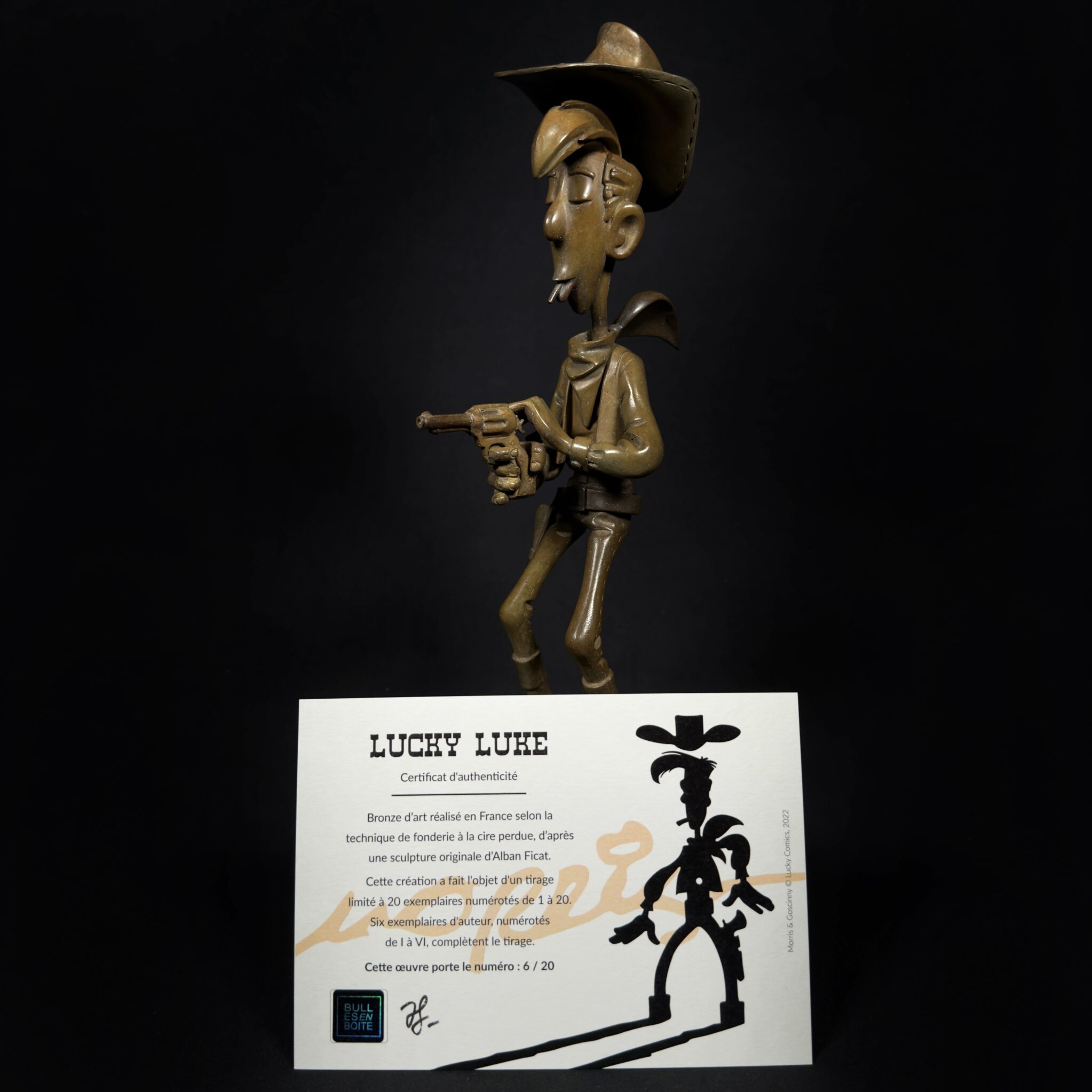 Figurine Family - Bronze Lucky Luke tirant plus vite que son ombre - Alban Ficat