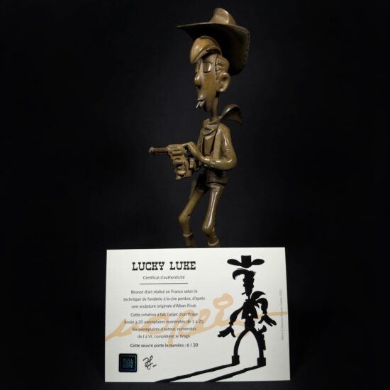 Figurine Family - Bronze Lucky Luke tirant plus vite que son ombre - Alban Ficat