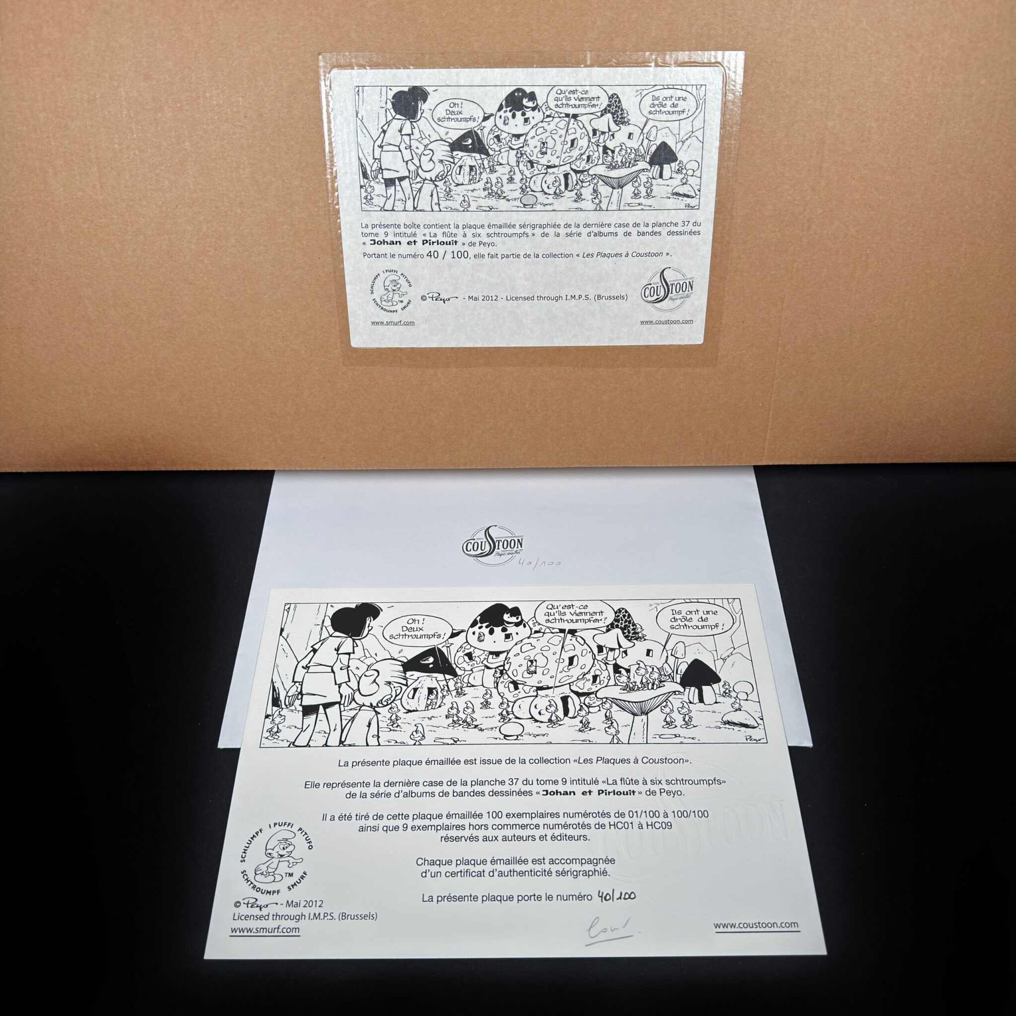 Plaque émaillée Johan & Pirlouit – Figurines Family